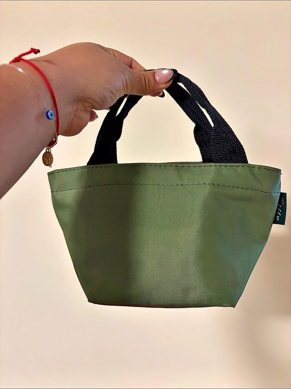 Nylon Mini Tote Bag Green & Black